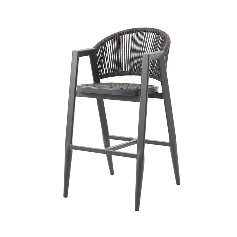 Bar Stools Luxury set Aluminum Round Bar Table and Rope Weaving Chair Set