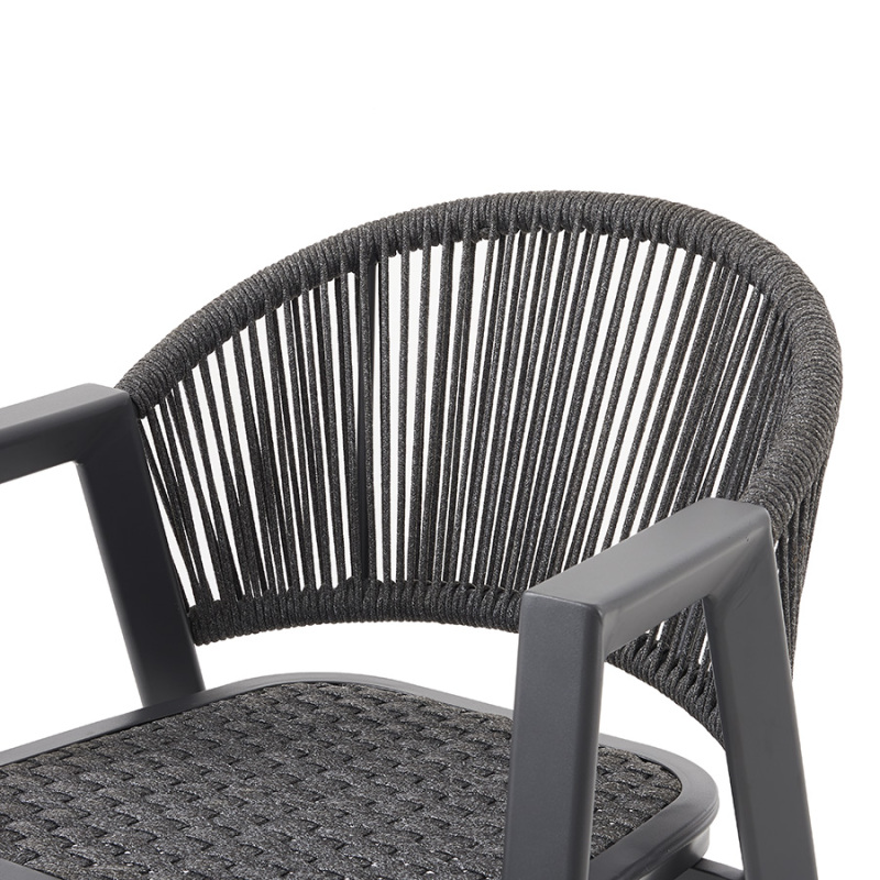 Bar Stools Luxury set Aluminum Round Bar Table and Rope Weaving Chair Set