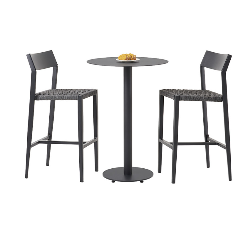 Modern Aluminum Waterproof 3-piece Bar Table Side Chair Height Set