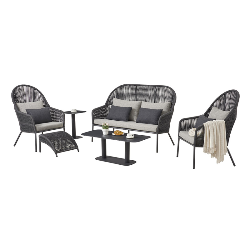 Garden Furniture Hotel Aluminum Outdoor Sofa High Back Woven Rope Garden Sets