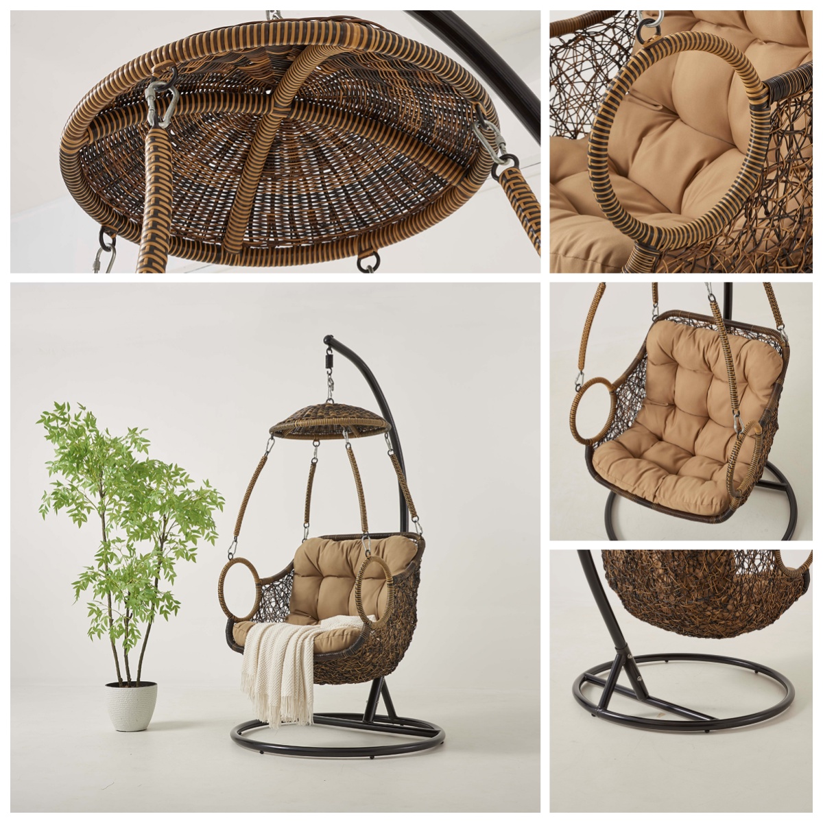 Egg shape rattan wicker chair swing