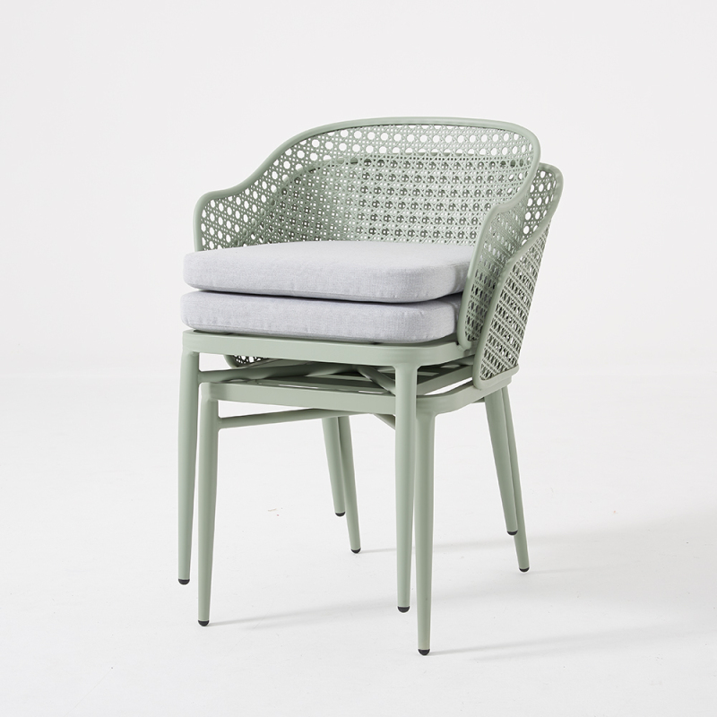 All Weather Use Outdoor Furniture Manufacturers Green Aluminum Dining Coffee Chairs