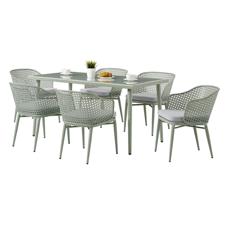 All Weather Use Outdoor Furniture Manufacturers Green Aluminum Dining Coffee Chairs