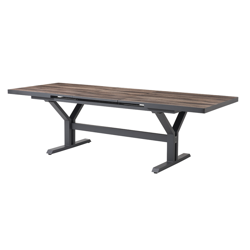 10 Rattan Dinning Chairs extending Teak table Set