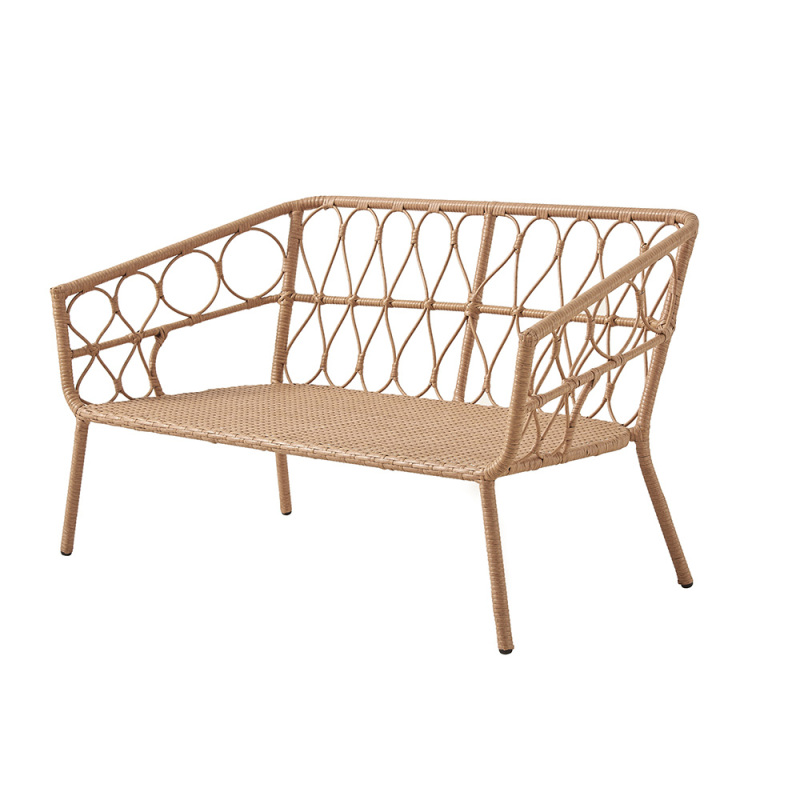 4-Piece Yellow Metal Rattan Furniture Conversation Chair Sofa Sets for Patio & Garden