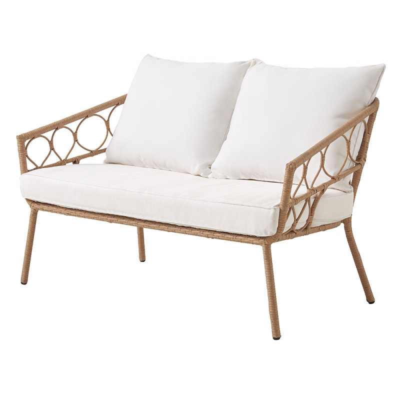 4-Piece Yellow Metal Rattan Furniture Conversation Chair Sofa Sets for Patio & Garden