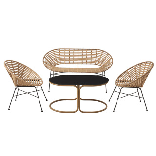 Outdoor Sofa Set Waterproof Cheaper Metal Frame Rattan Sofa Table Set For Garden Terrace