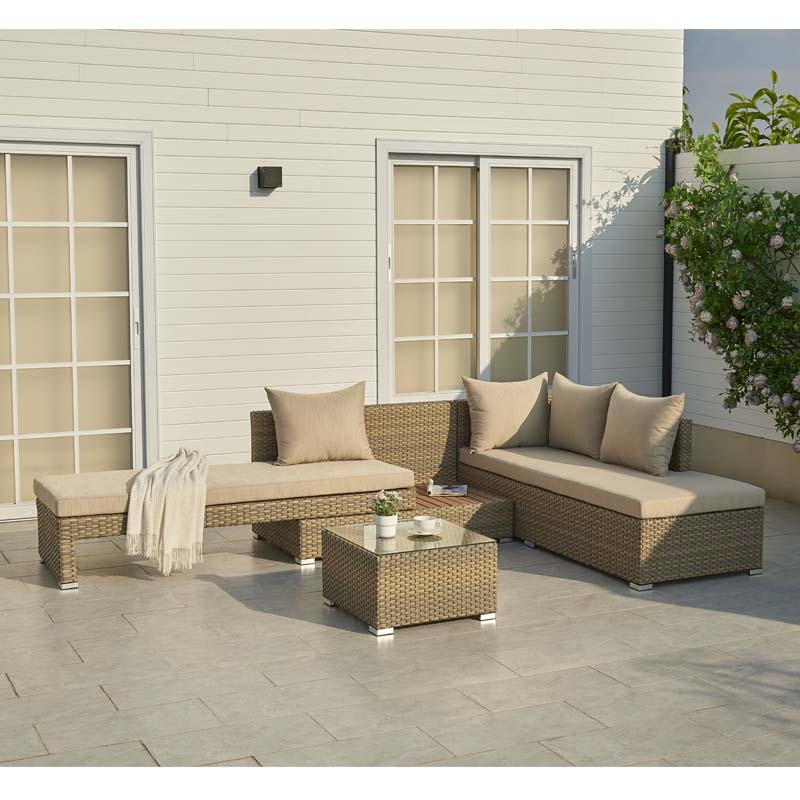 Outdoor Wicker Rattan folding Swmming Pool double Sun Lounge Coffee Table set