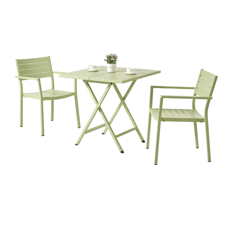 Wholesale Aluminum Dining Chair and Table Set green for garden patio use