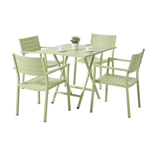 Wholesale Aluminum Dining Chair and Table Set green for garden patio use