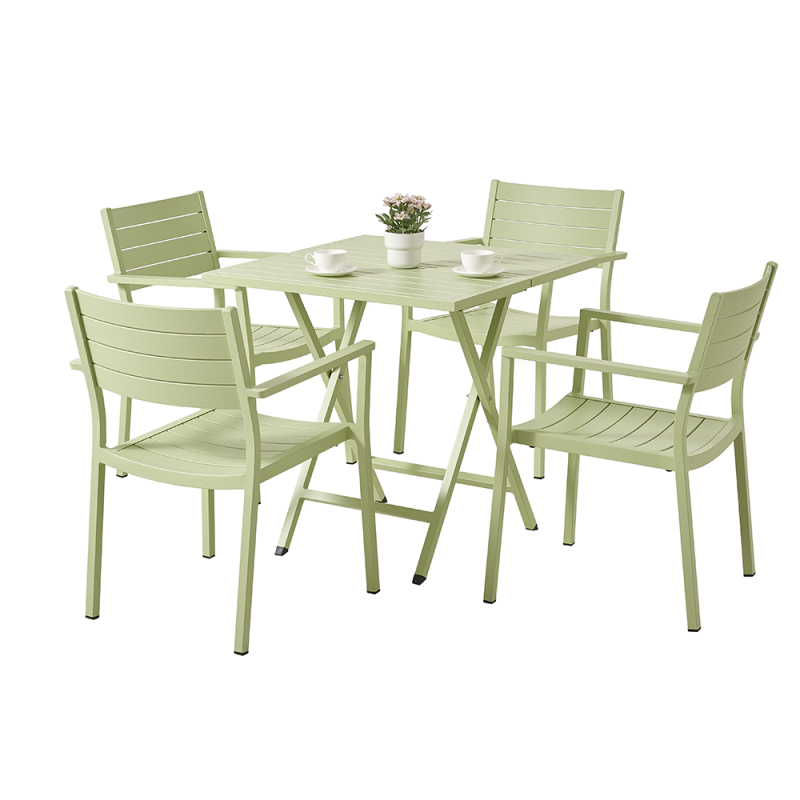 Wholesale Aluminum Dining Chair and Table Set green for garden patio use