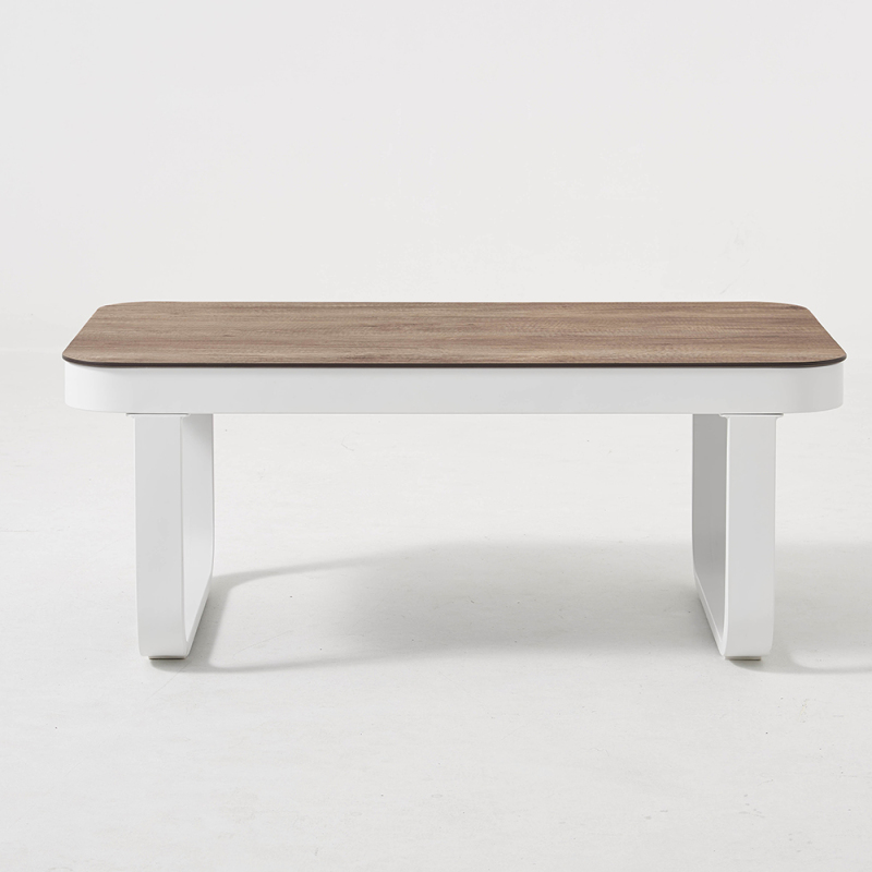 Outdoor Furniture Aluminum Red Sofa Set with teak armrest for small place