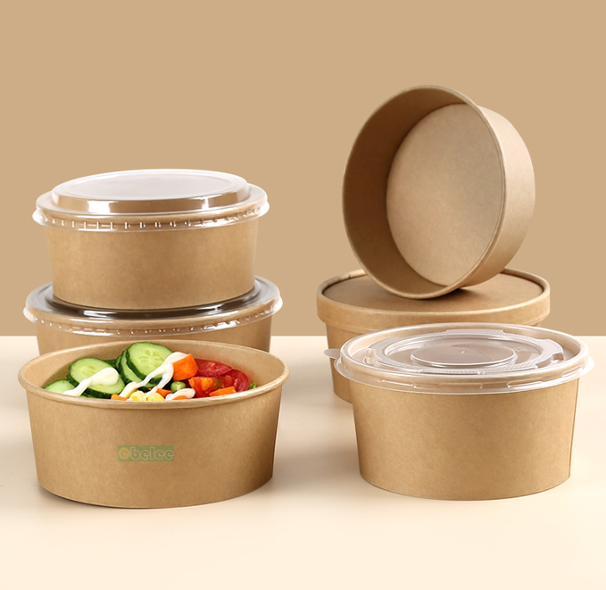 Small Salad Disposable Paper Bowl With Lids 500ml