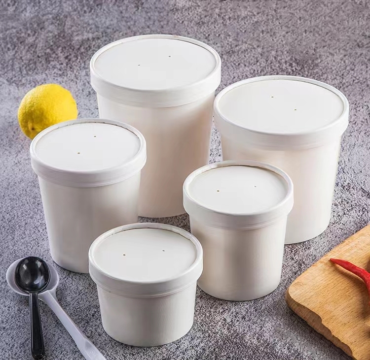 12 Oz Paper Disposable Soup Bowls Cup With Lids 360 Ml