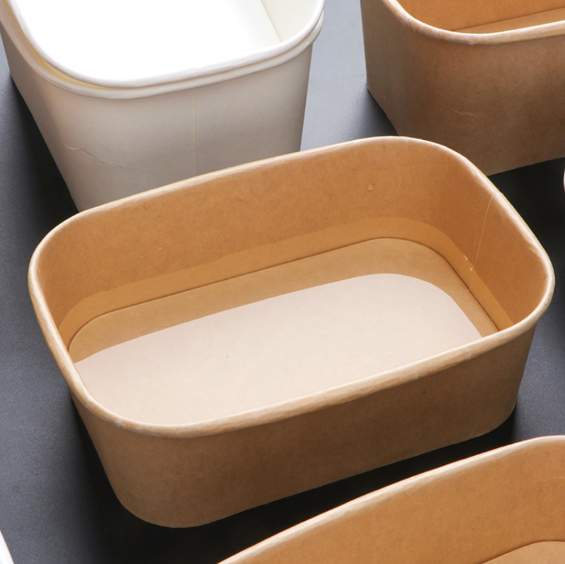 Rectangle Paper Bowls Container For Hot Food 650 Ml