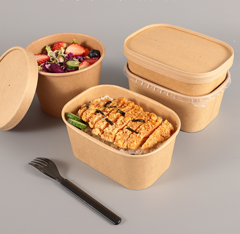Rectangle Paper Bowls Container For Hot Food 650 Ml