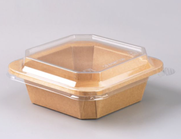 Ciotola di carta quadrata usa e getta bianca marrone Kraft da 750 cc