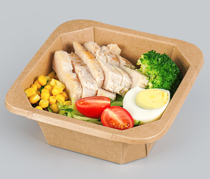 Ciotola di carta quadrata usa e getta bianca marrone Kraft da 750 cc