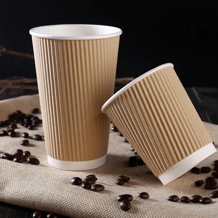 Cawan Kopi Kertas Riak Pakai Dengan Penutup Minuman Panas