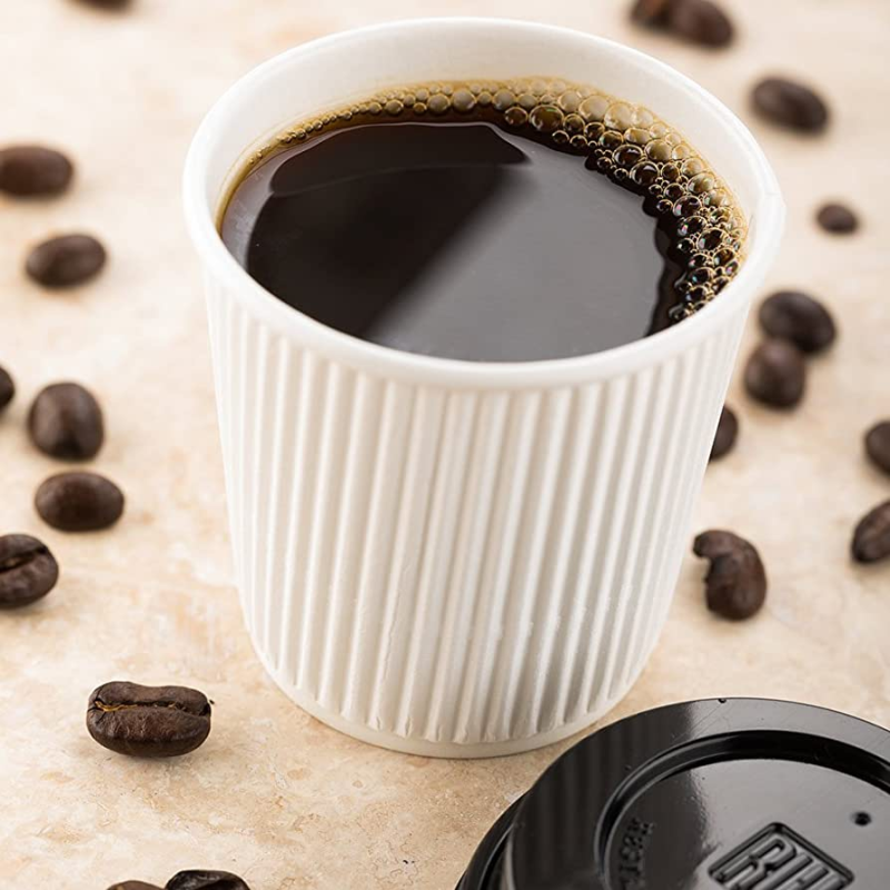 Disposable Ripple Paper Coffee Cups With Lids Hot Drink