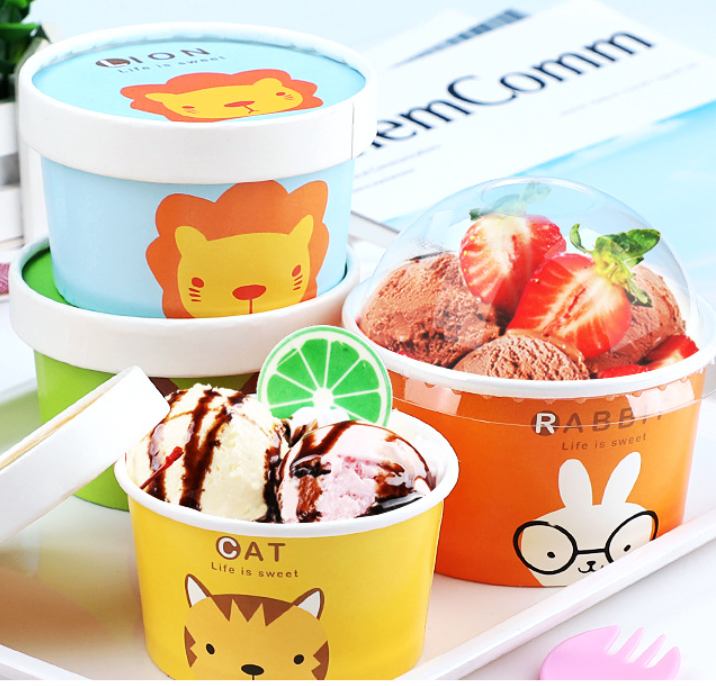 3oz Mini Small Paper Ice Cream Cup With Lids