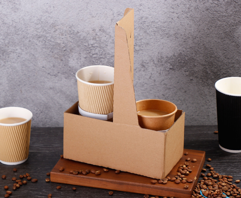 Foldable 2 4 Cup Coffee Drink Carrier With Handle