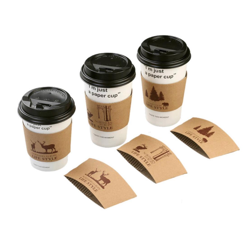 Disposable Custom Hot Iced Coffee Cup Cardboard Sleeve