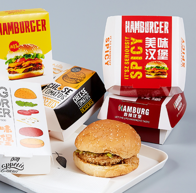 karton kağıt ambalaj kutusu hamburger kapları
