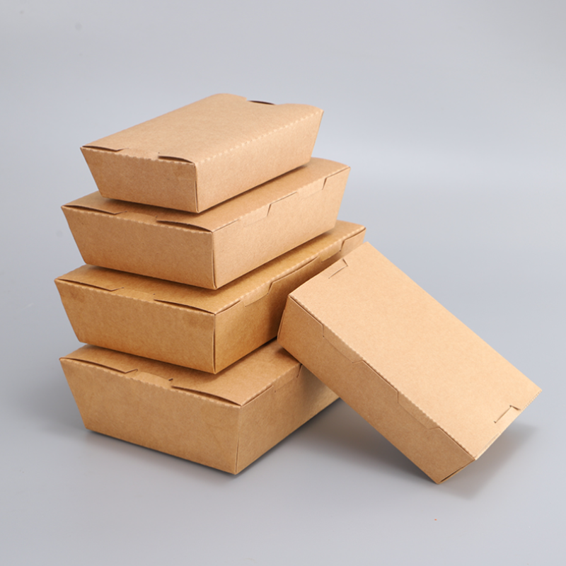 Kraft Paper Food Packaging Clamshell Takeaway Box