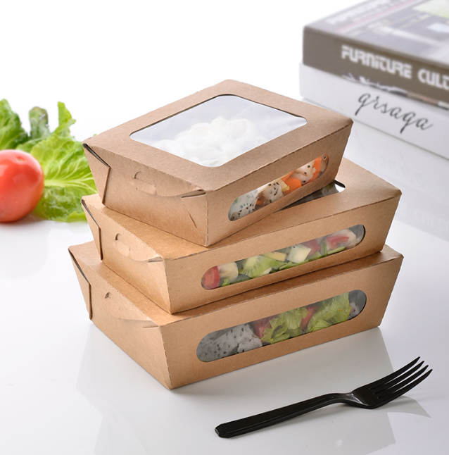 Kraft Paper Food Packaging Take Out Box With Window