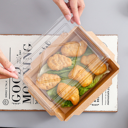 Brown Kraft Paper Take Out Salad Boxes With Lids