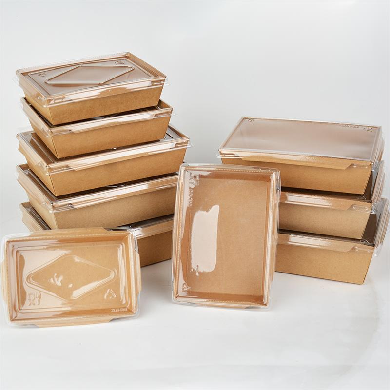 Brown Kraft Paper Take Out Salad Boxes With Lids
