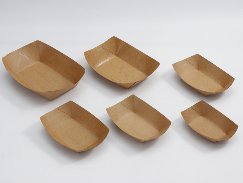 Disposable White Kraft Paper Sushi Food Tray Boats