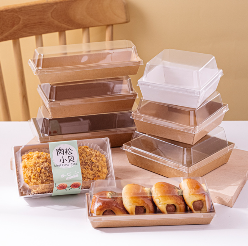 Boîte d'emballage de sushi Bento en papier kraft Togo avec couvercle