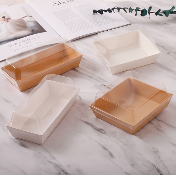 Boîte d'emballage de sushi Bento en papier kraft Togo avec couvercle