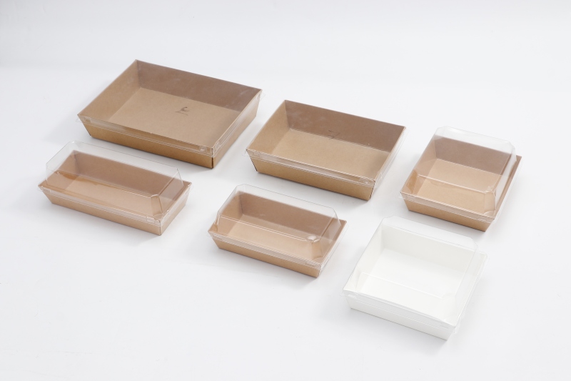 Boîte d'emballage de sushi Bento en papier kraft Togo avec couvercle