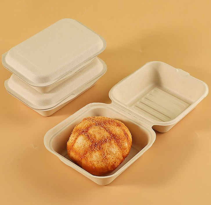 biodegradable bagasse packaging sugarcane burger lunch box