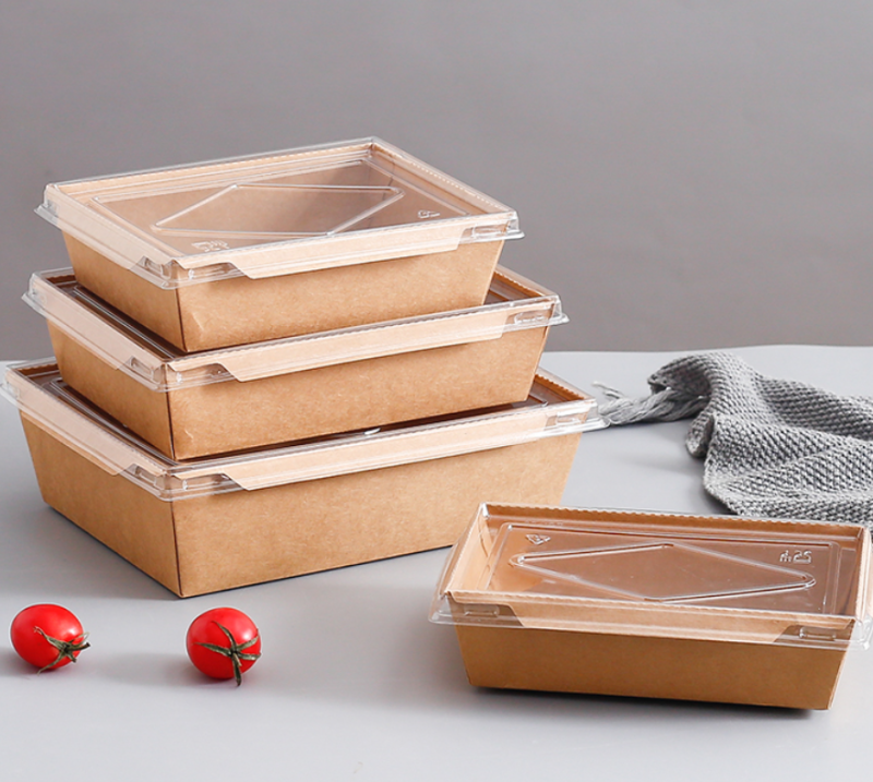 Brown Kraft Paper Take Out Salad Boxes With Lids