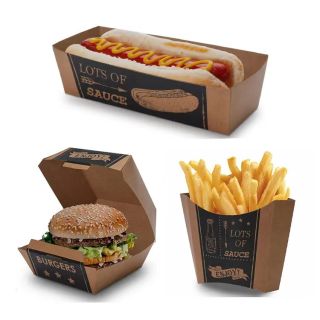 Hotdog Burger Chip Paketi Fast Food Kağıt Kutusu