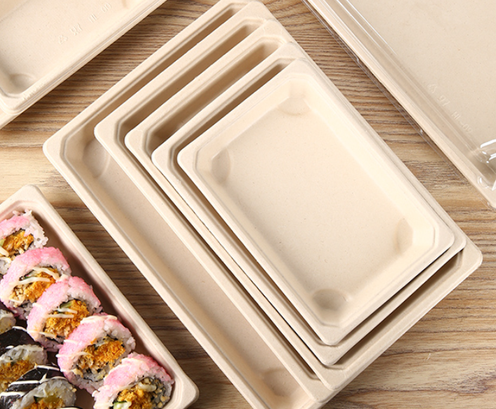 Bagasse Pulp Togo Bento Sushi Packaging Box With Lid