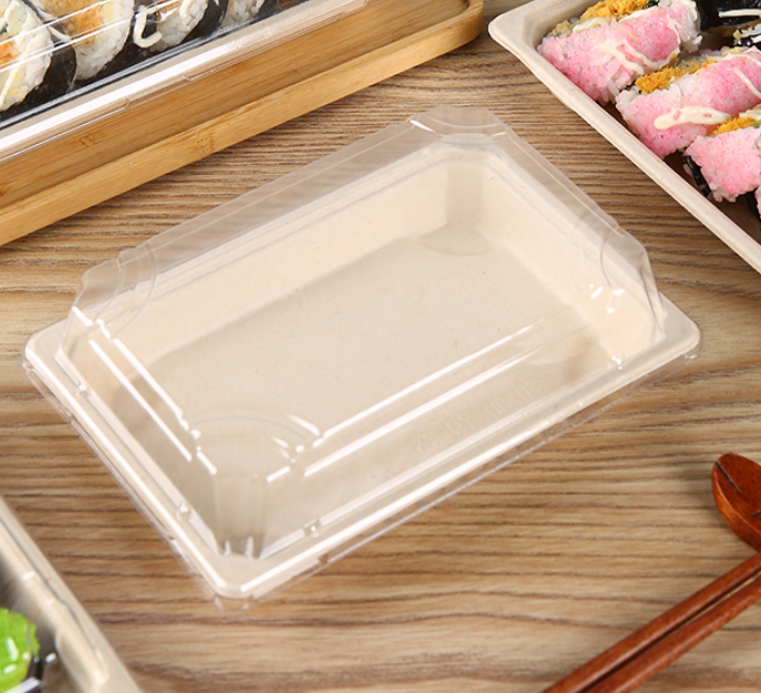 Bagasse Pulp Togo Bento Sushi Packaging Box With Lid