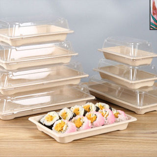 Bagasse Hamuru Togo Bento Suşi Ambalaj Kapaklı Kutu