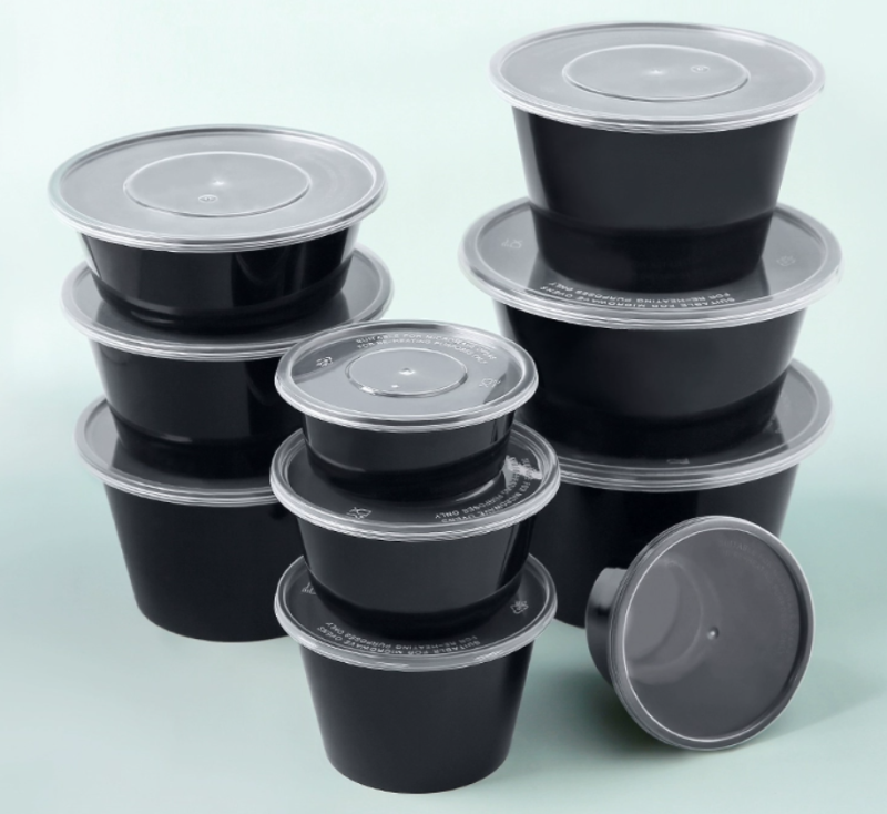 Supply takeaway black round disposable plastic food container Wholesale ...