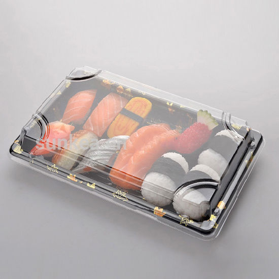 black disposable takeaway plastic packaging sushi box