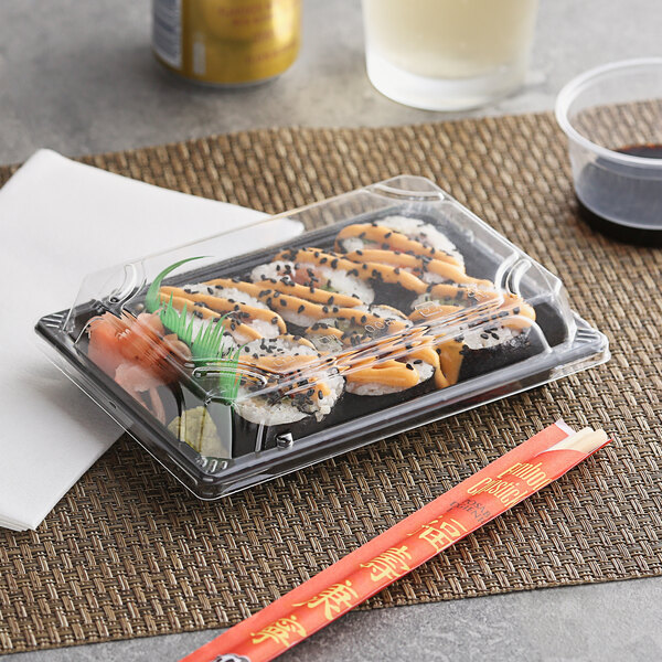 black disposable takeaway plastic packaging sushi box