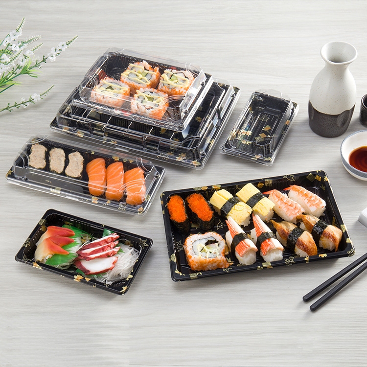 black disposable takeaway plastic packaging sushi box