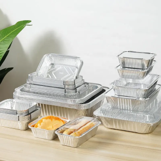 disposable aluminum togo food container box na may takip