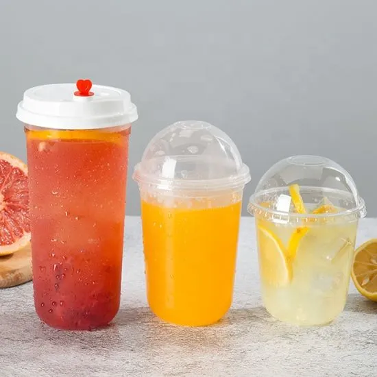 14 oz átlátszó PET műanyag ivókávéscsészék fedővel