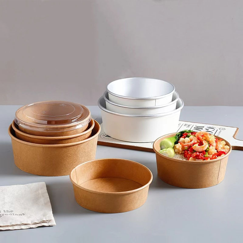 Small Salad Disposable Paper Bowl With Lids 500ml