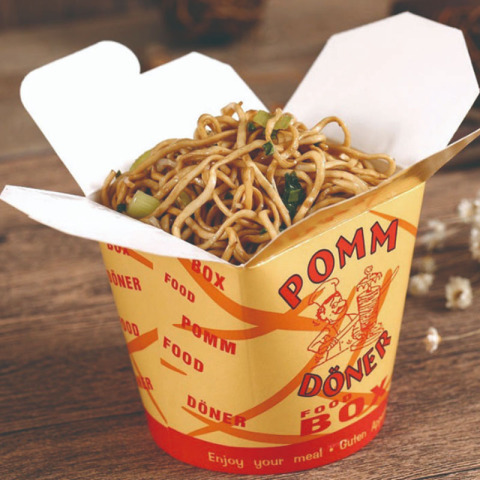 Contenitore da asporto con scatola di carta rotonda per noodle cinesi da 16 once